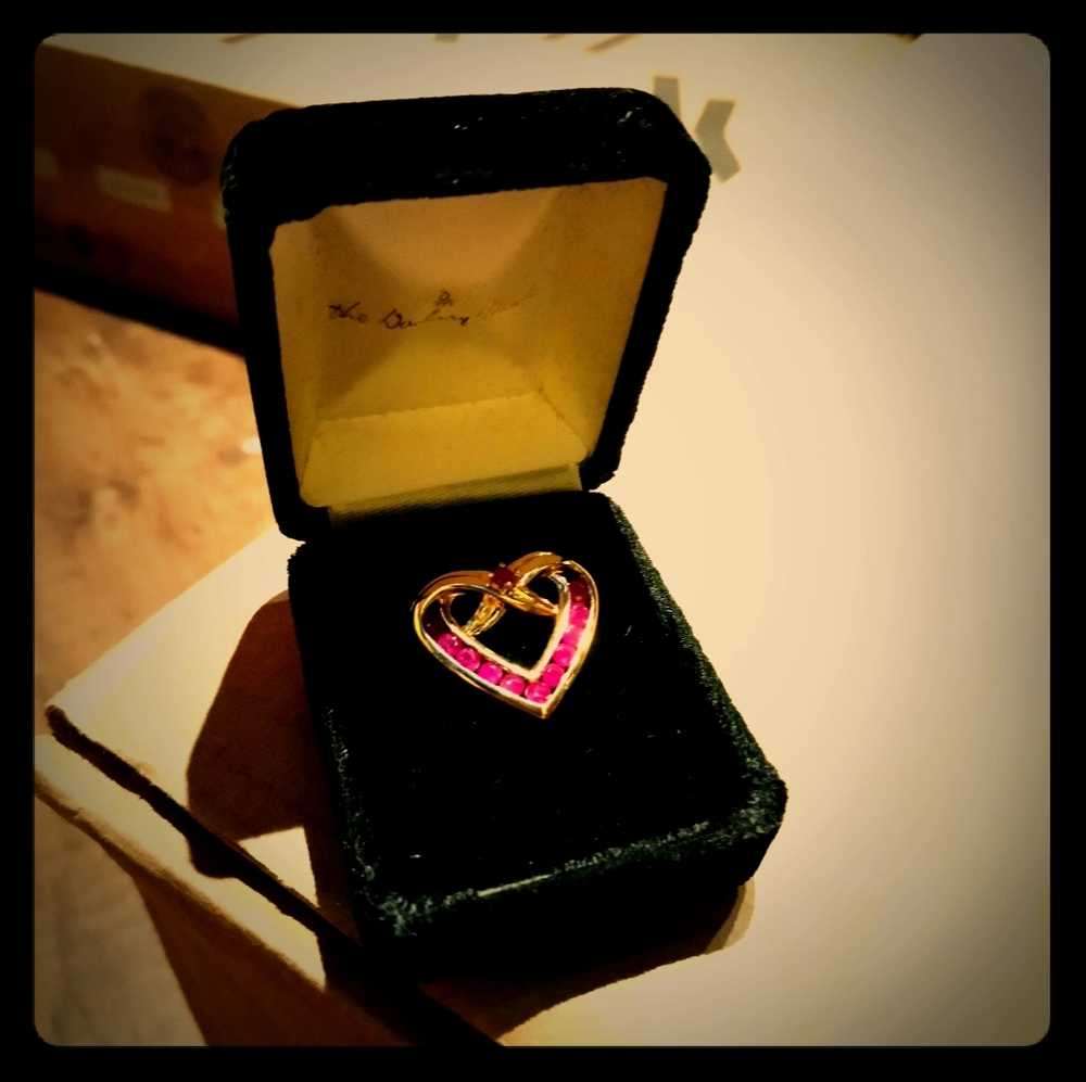 Danbury Mint Ruby Pin / Brooch, 24kt Gold Plated